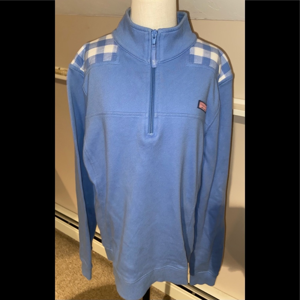 Vineyard vine light blue 1/4 zip med